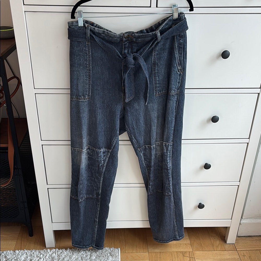 Rag & Bone Dark Blue Jean/Denim Sweatpants Tie-Waist Pants